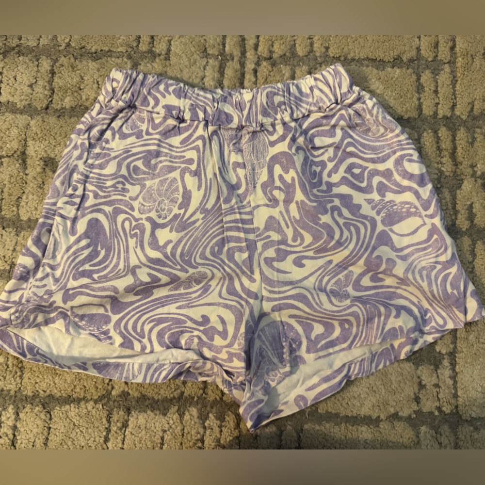 Rusty Women's Purple Patterned Linen Blend Shorts